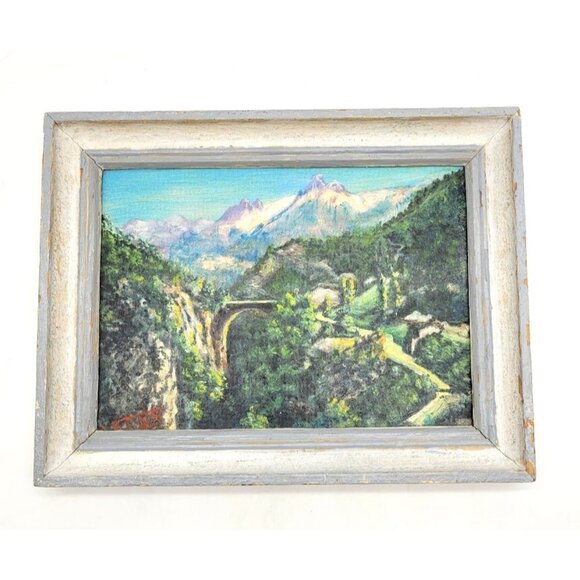 VTG French Oil Painting South of France Landscape Bridge Mountains Signed RARE - Picture 7 of 9